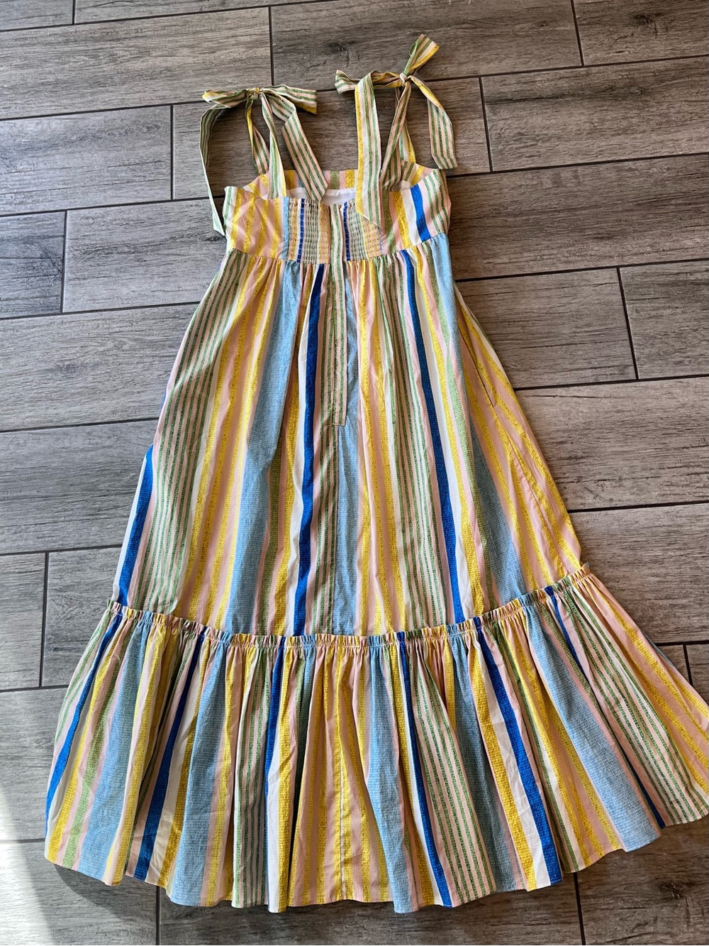 Cara Cara Campbell Summer Midi Dress Basketweave Multi Stripe, Size XS - Picture 4 of 9